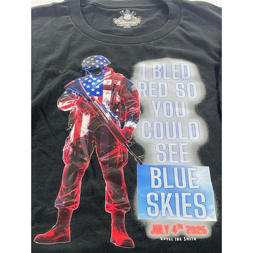 Royal Ink Smith Graphic T-Shirt Patriotic‎ Soldier USA Flag Black 3XL All Sizes